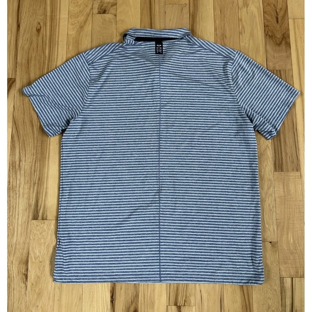 Nike TW Tiger Woods Shirt Mens XL Vapor Dry Blue Stripe Golf Polo BQ6722-431